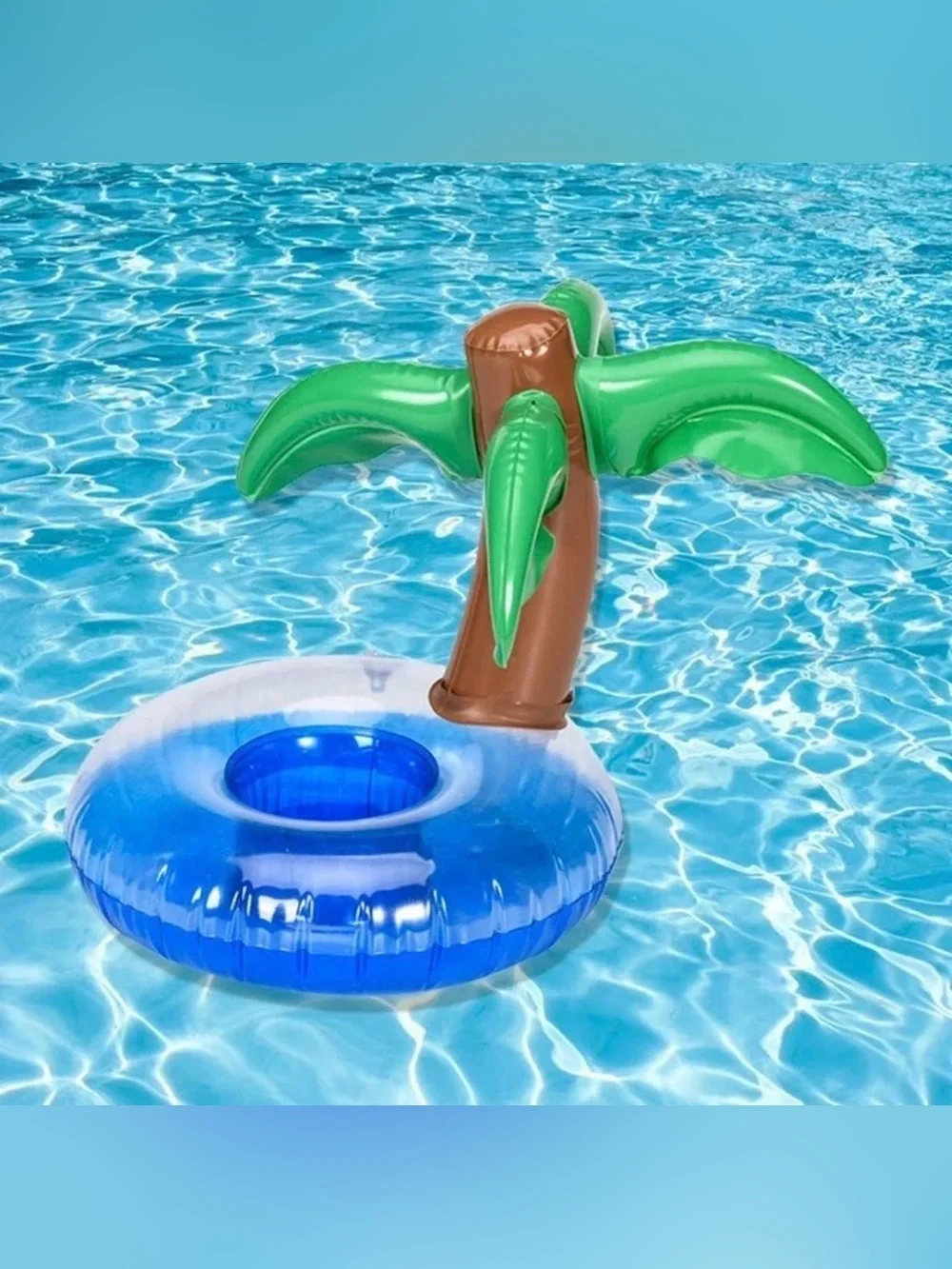 New Inflatable Drink Holder 4 Pack - Palm Tree Design